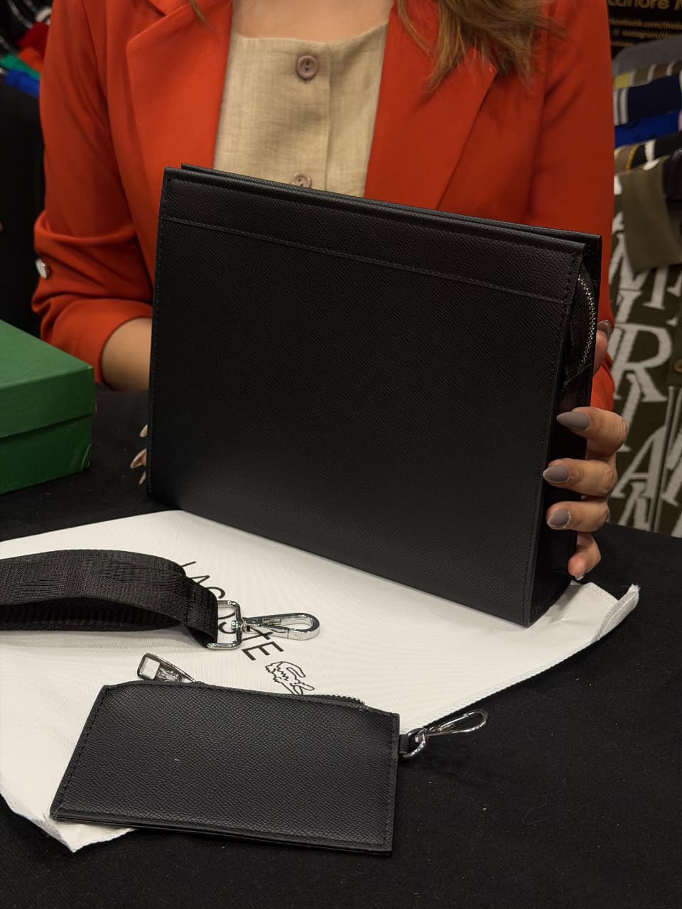 Lacoste Pochette with Strap & Mini Pouch Bag