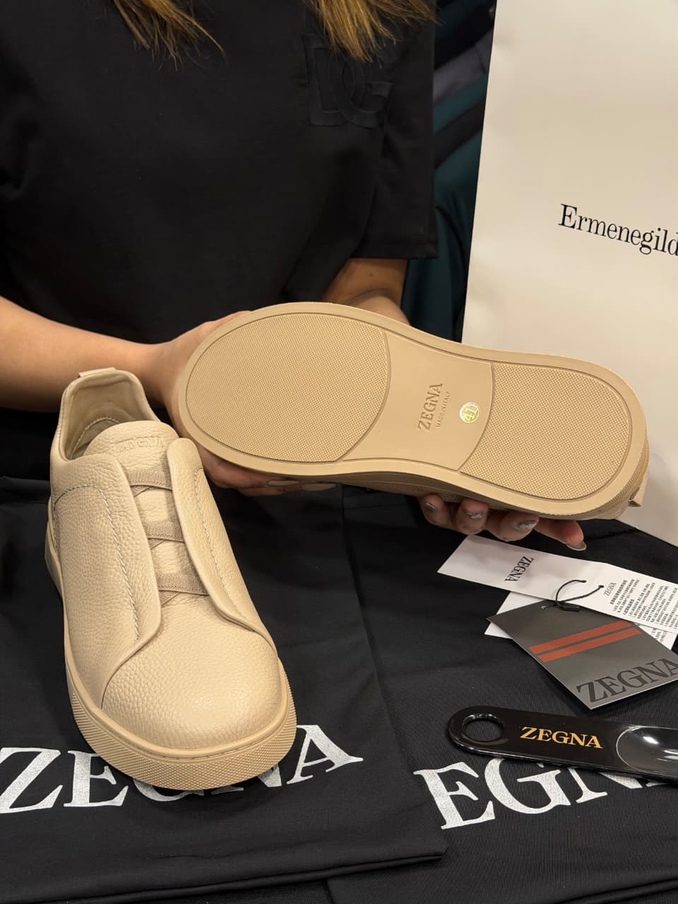 Zegna Triple Stitch 1:1 Grade Super Premium Leather Sneaker Shoe