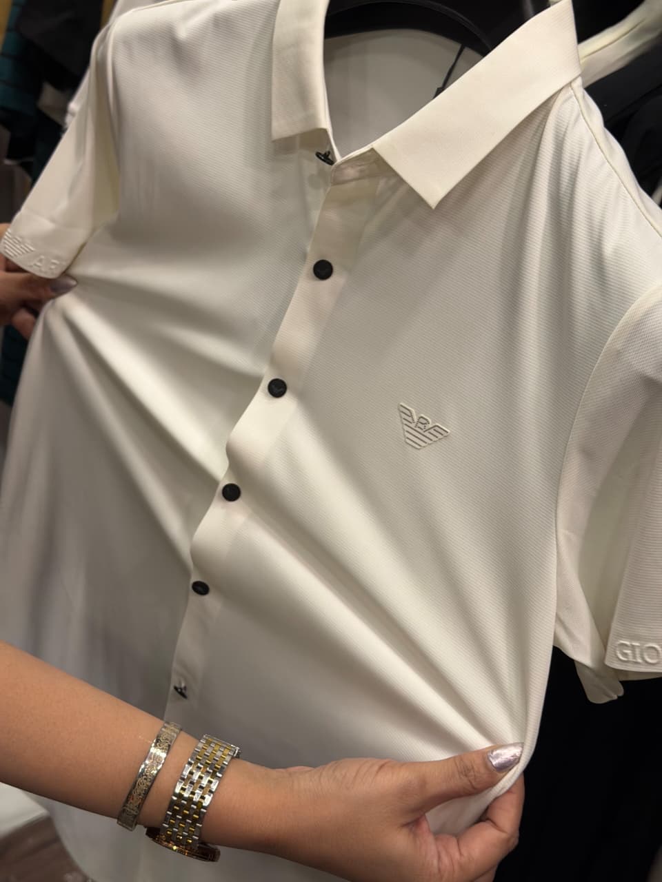 Armani Stretchable Dri Fit Button Half Sleeve Shirt