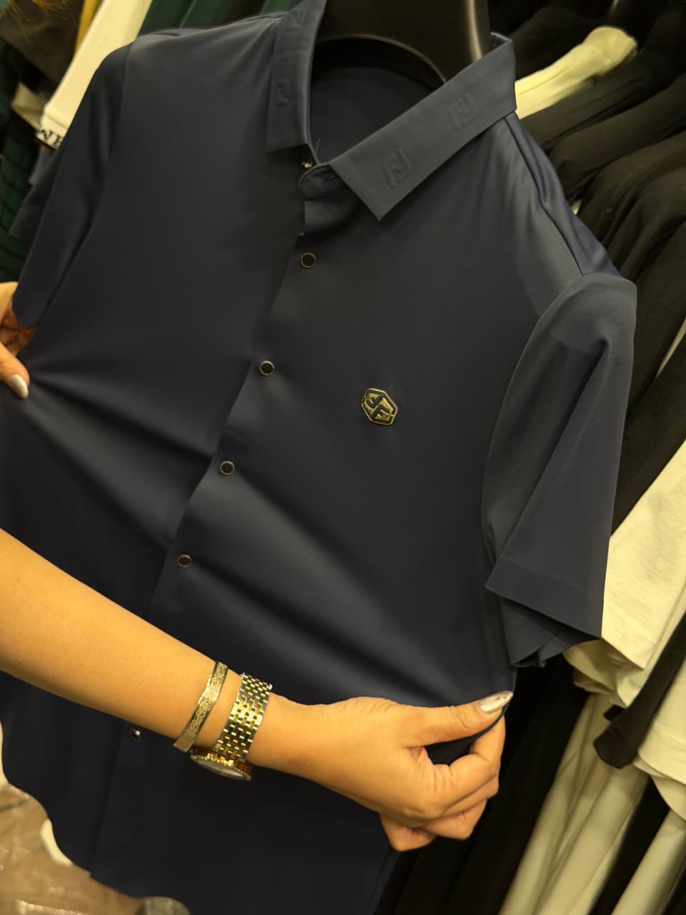 Fendi Stretchable Dri Fit Button Half Sleeve Shirt
