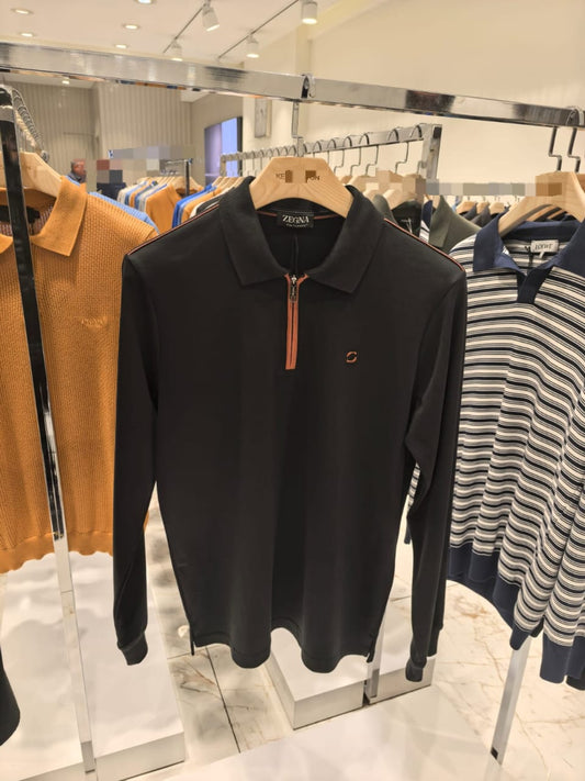 Zegna 1:1 Grade Quarter Zip Polo Shirt