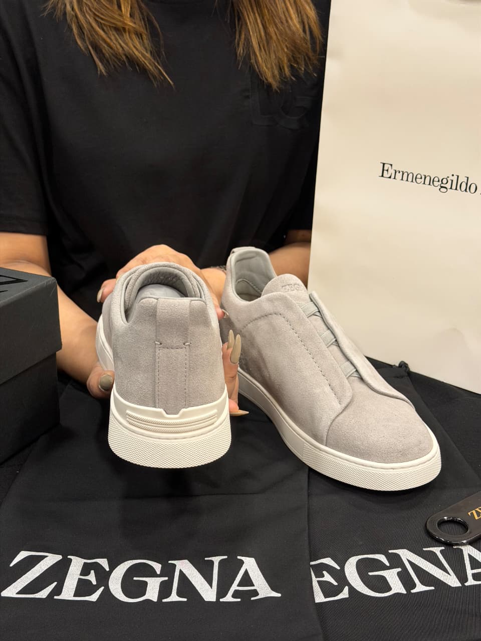 Zegna Triple Stitch 1:1 Grade Super Premium Suede Sneaker Shoe