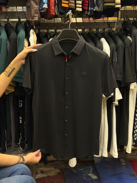 Prada Stretchable Dri Fit Button Half Sleeve Shirt