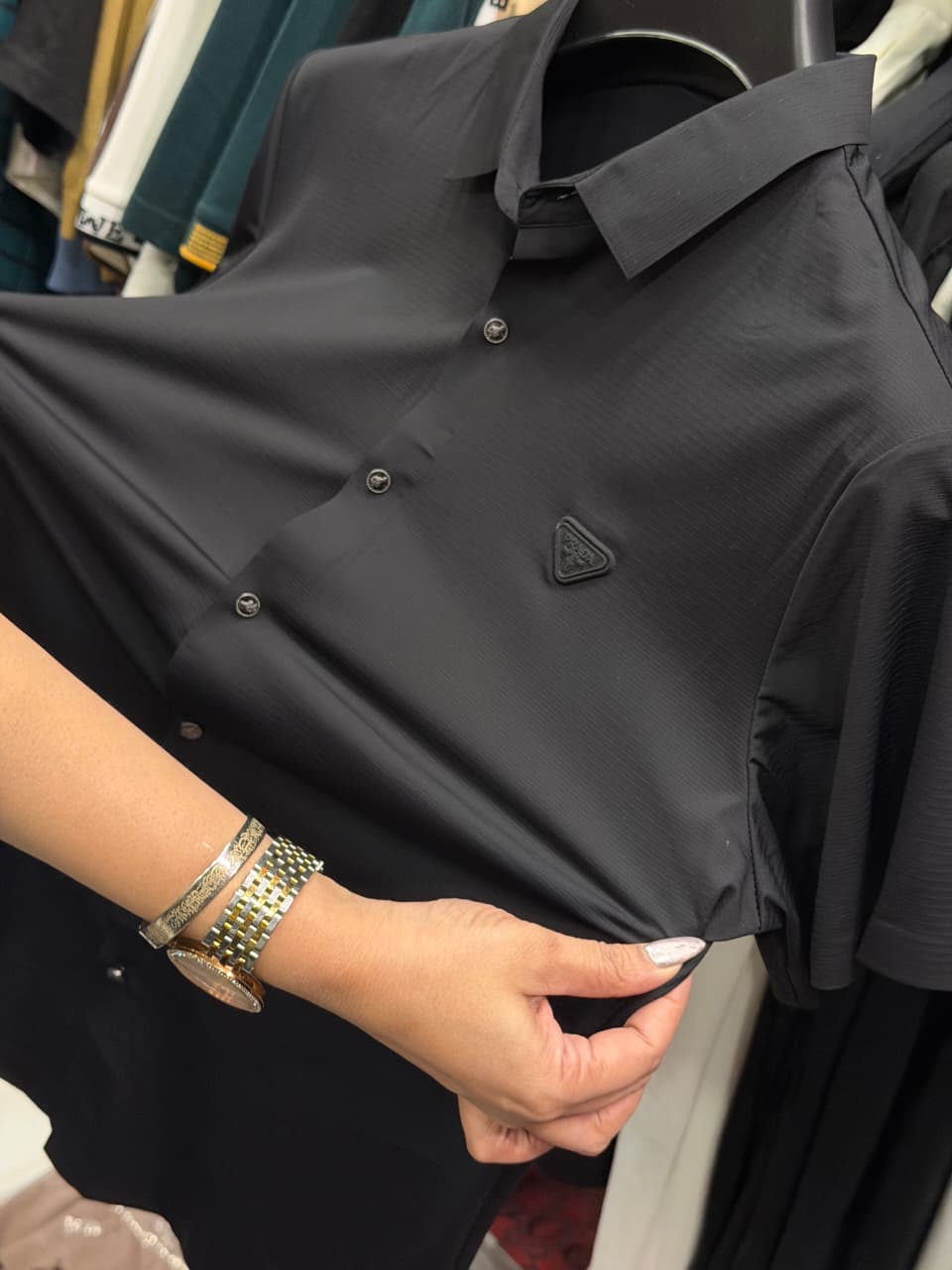 Prada Stretchable Dri Fit Button Half Sleeve Shirt