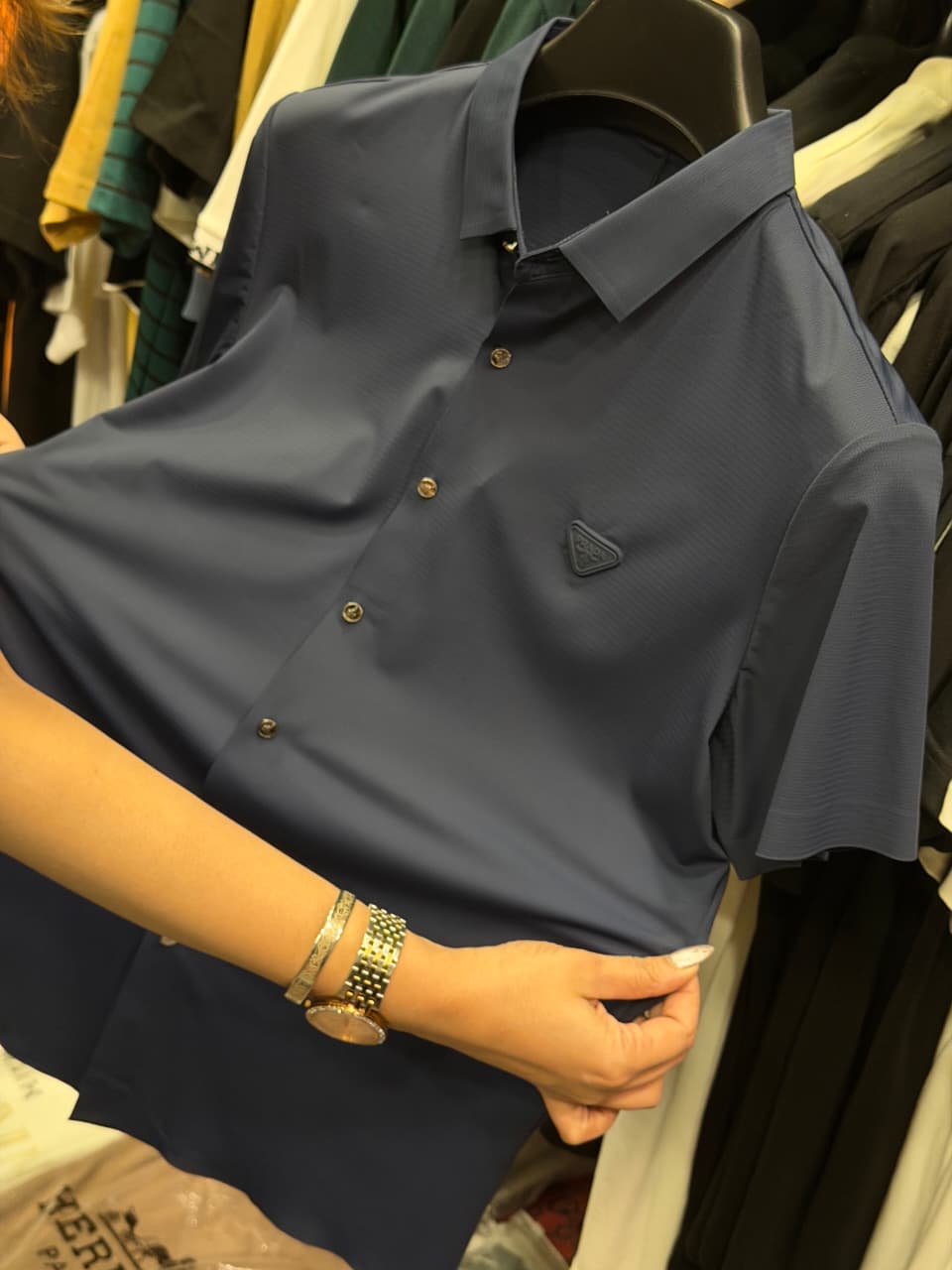 Prada Stretchable Dri Fit Button Half Sleeve Shirt