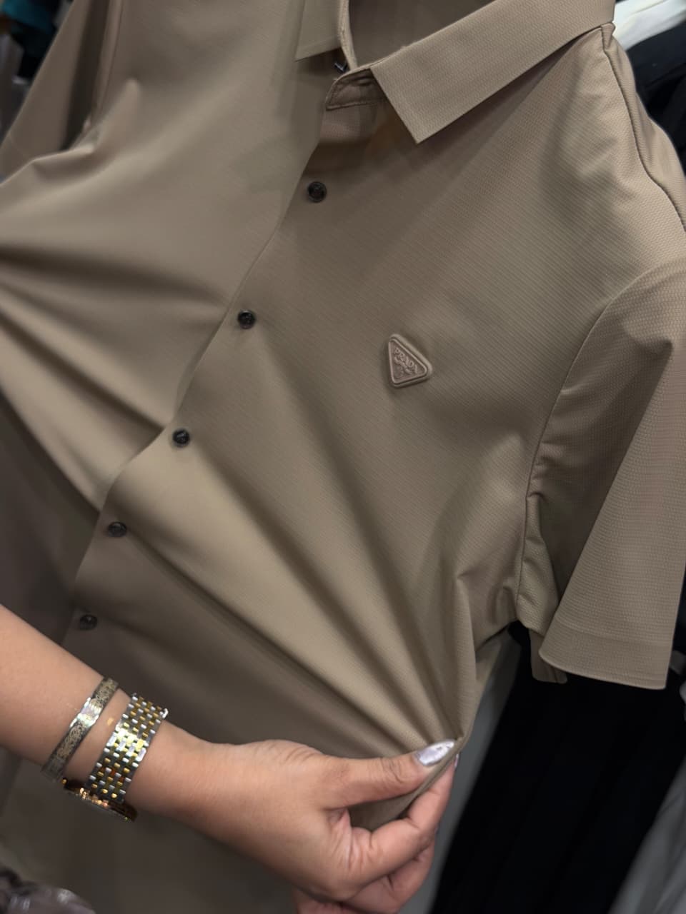 Prada Stretchable Dri Fit Button Half Sleeve Shirt
