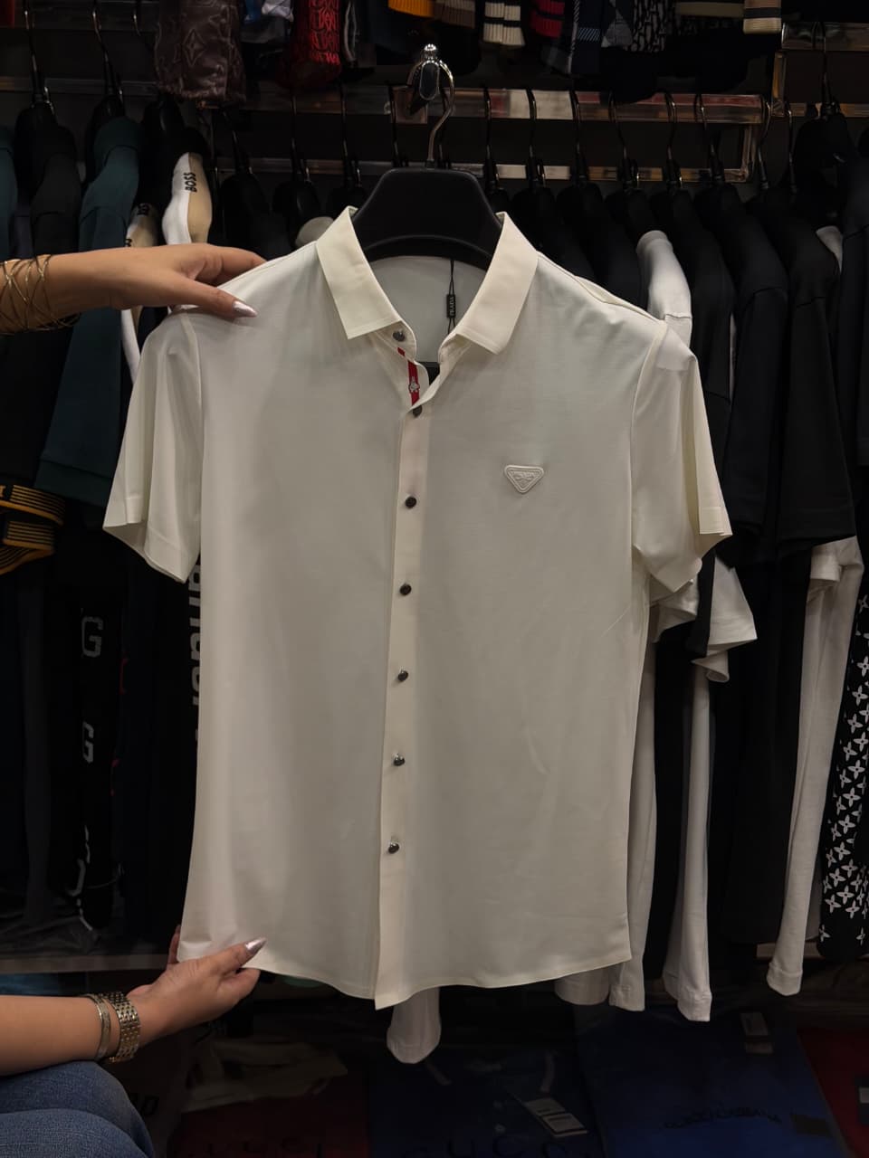 Prada Stretchable Dri Fit Button Half Sleeve Shirt
