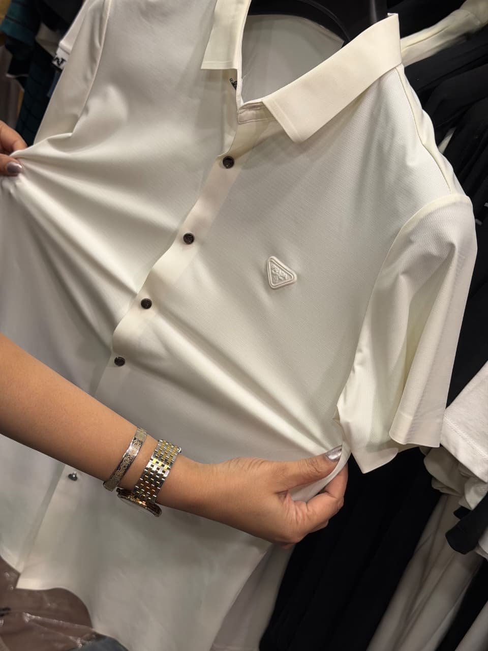 Prada Stretchable Dri Fit Button Half Sleeve Shirt