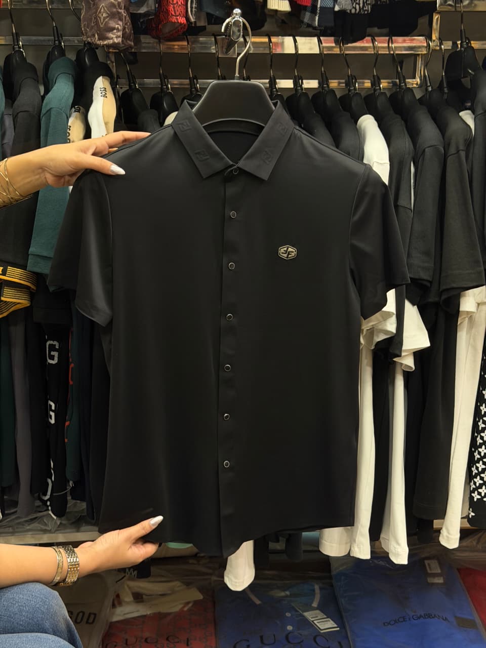 Fendi Stretchable Dri Fit Button Half Sleeve Shirt