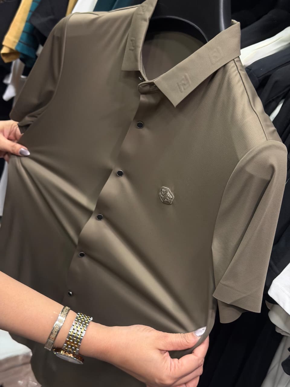 Fendi Stretchable Dri Fit Button Half Sleeve Shirt