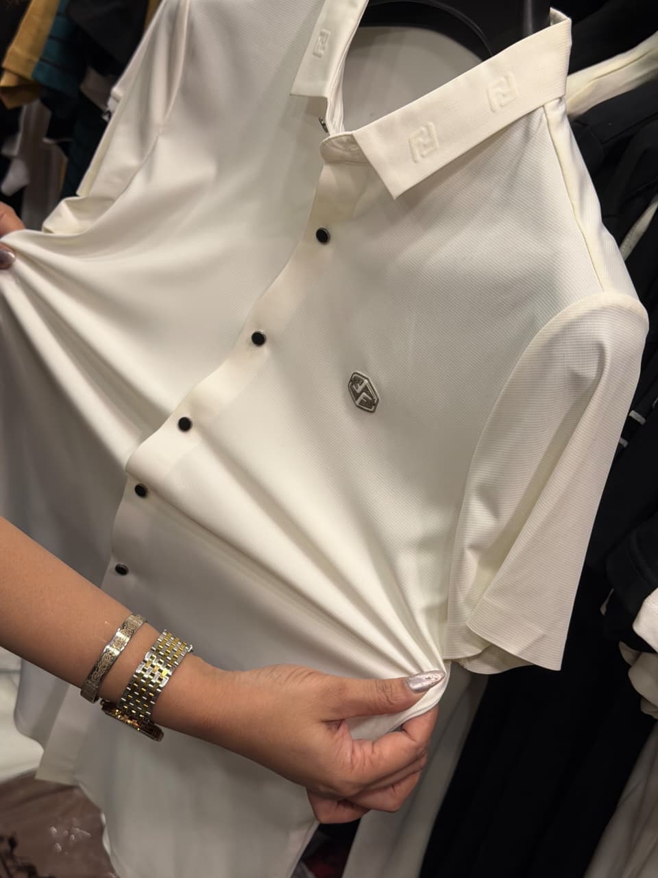 Fendi Stretchable Dri Fit Button Half Sleeve Shirt