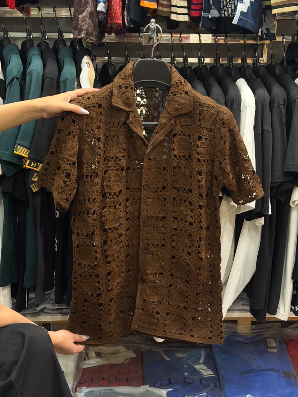 Louis Vuitton 1:1 Super Premium Grade Wave Knit Half Sleeves Shirt