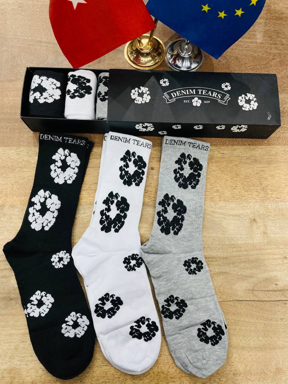 Denim Tears Scented Crew Socks- Pack of 6 - Made In Turkey